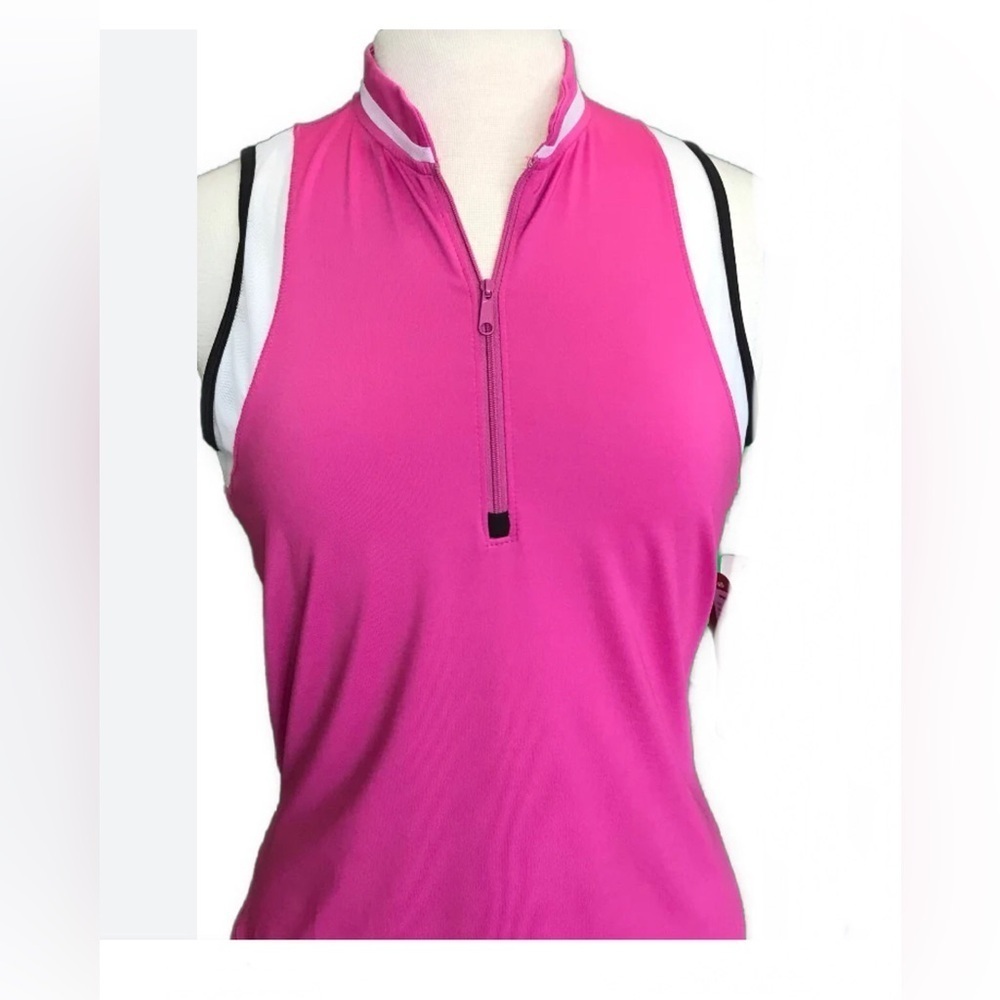 LUCKY IN LOVE Santa Fe zip sleeveless Tennis Pickleball Tank Top Golf Gym Small